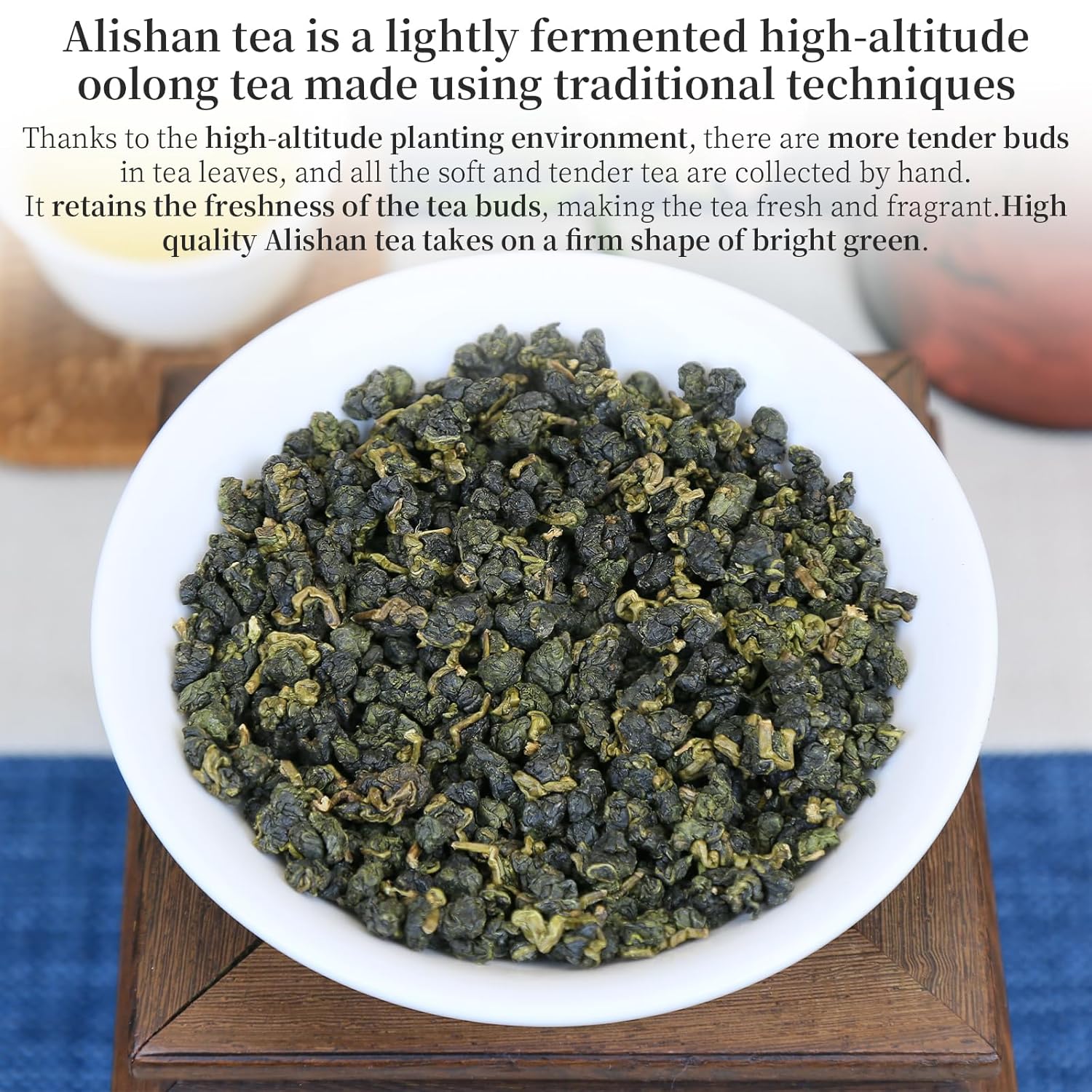 XIXICHA Alishan Oolong Tea Loose Leaf Grade AAA Taiwan High Mountain Gaoshan Ulong Tea Taiwan Tea Taiwanese Green Oolong Tea Floral and Fruity Aroma（120 cups） 5.29oz/150g 阿里山 乌龙茶