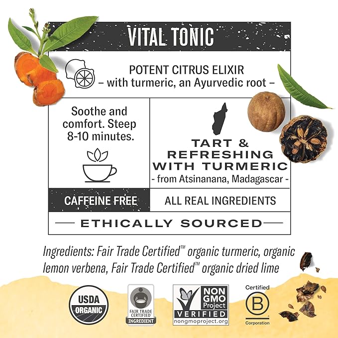 Numi Organic Tea Golden Tonic, 12 Count Box of Tea Bags (Pack of 3) Turmeric Tea (Packaging May Vary)