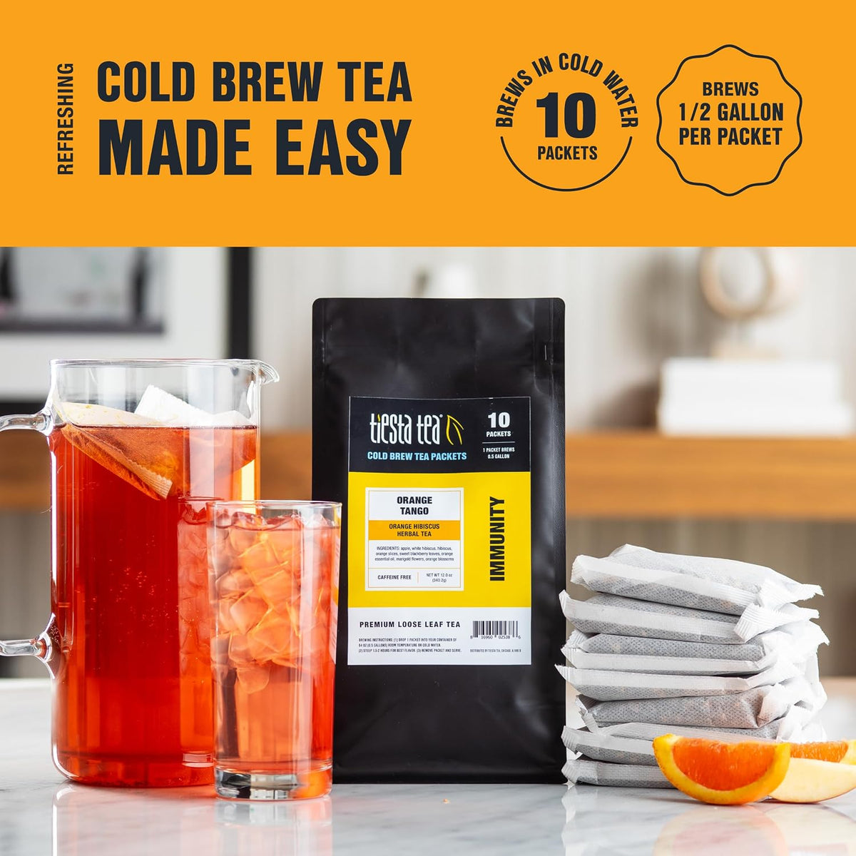 Orange Tango Cold Brew 64oz Pitcher Packs 10 Pack Wholesale Tea