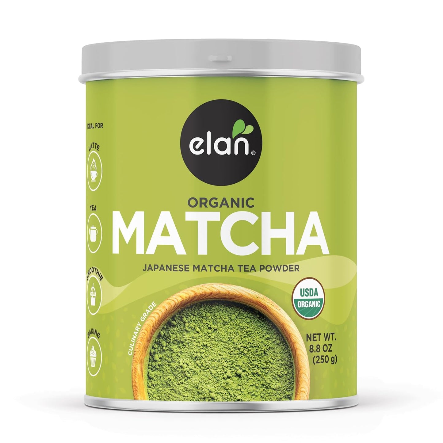 Elan Organic Matcha Tea Powder, Non-GMO, Vegan, Gluten-Free, 8.8 oz