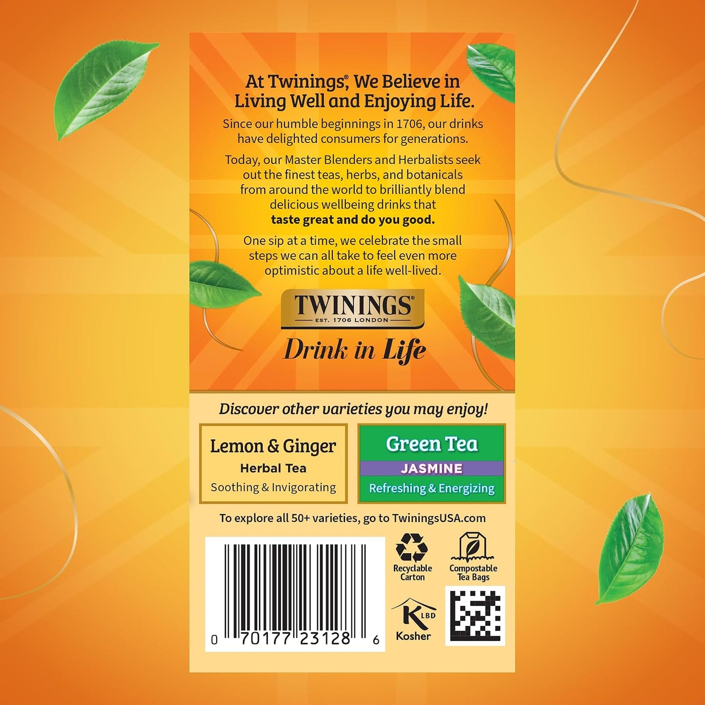 Twinings Camomile, Honey &amp; Vanilla Herbal Tea Bags, 20 CT Box (6 Pack) | Calming for Relaxation, Naturally Caffeine-Free, 120 Foil Lined Individually Wrapped Bags, Enjoy Hot or Iced