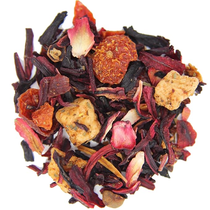Tea Whisker - Strawberry Bliss | Fruity Herbal | Loose Leaf Tea | 4 Ounce Pouch | Serve Iced or Hot | Non-Caffeinated
