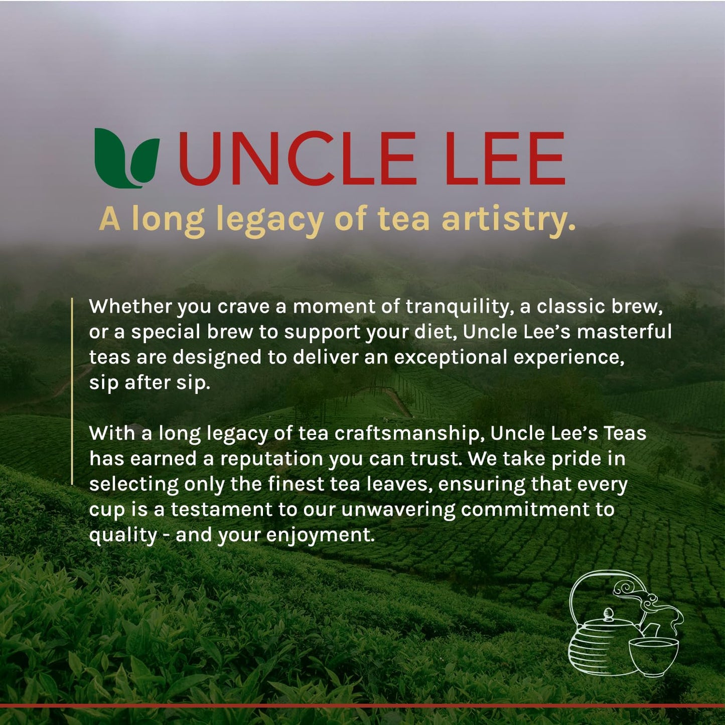 Uncle Lee's Organic Green Tea Bags, 106-Count Super Pack – Bright & Refreshing, Lightly Caffeinated Bulk Tea for Home, Office, Camping