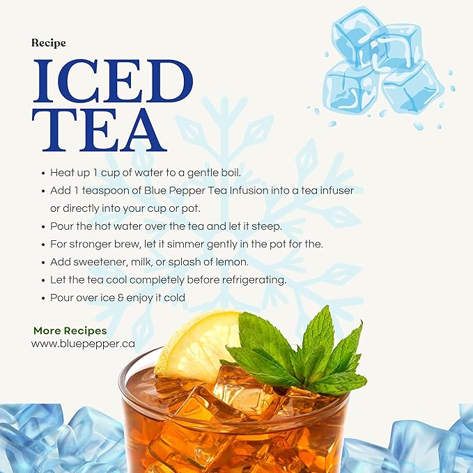 Blue Pepper Ginger Kick Tea Infusion Blend - Premium Ginger Kick Tea - All-Natural Ingredients, No Artificial Flavors - No Added Sugar - Caffeine Free