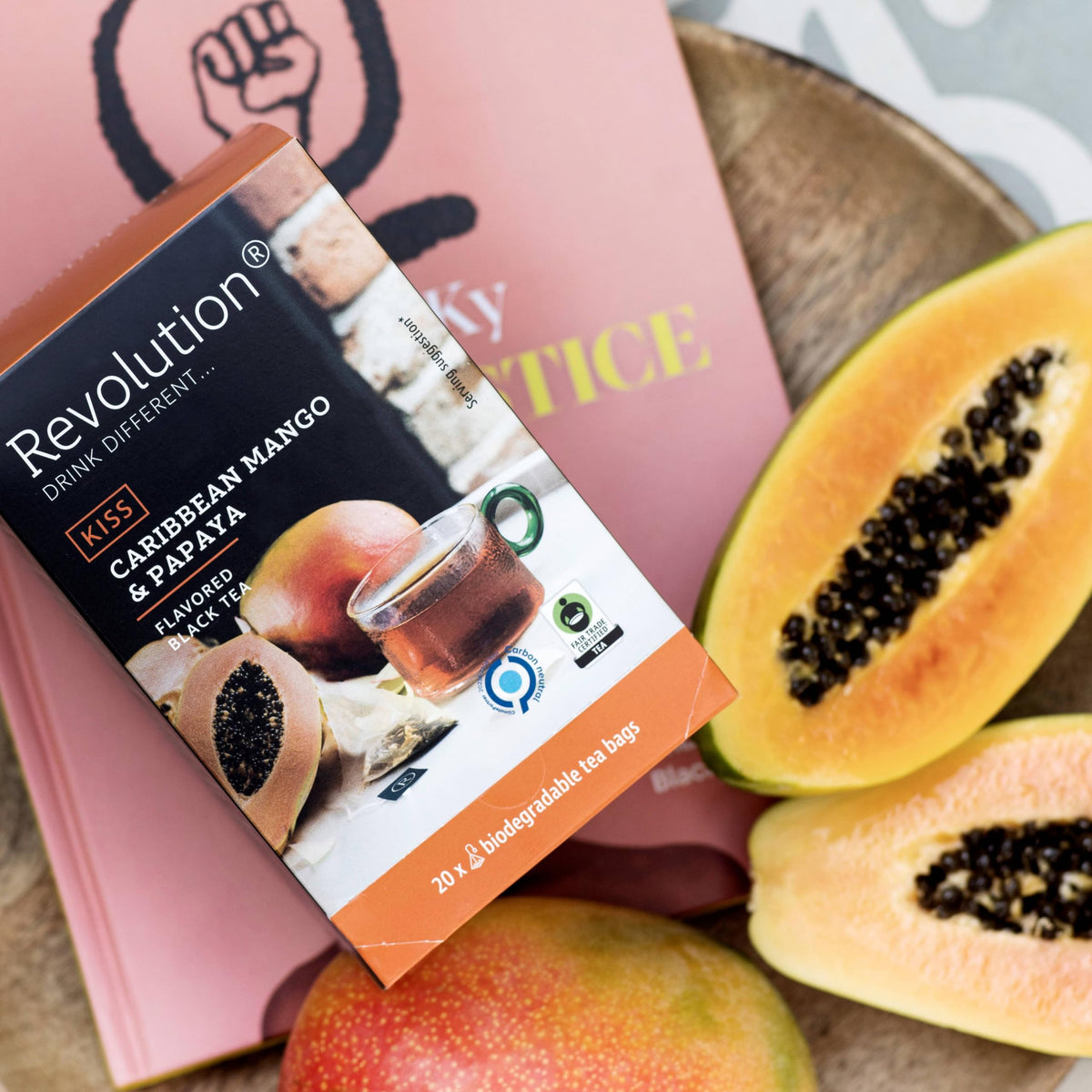 REVOLUTION TEA® Tropical Black Tea [THE ORIGINAL] – Caribbean Mango & Papaya – Premium Full Leaf Tea – Biodegradable Infuser