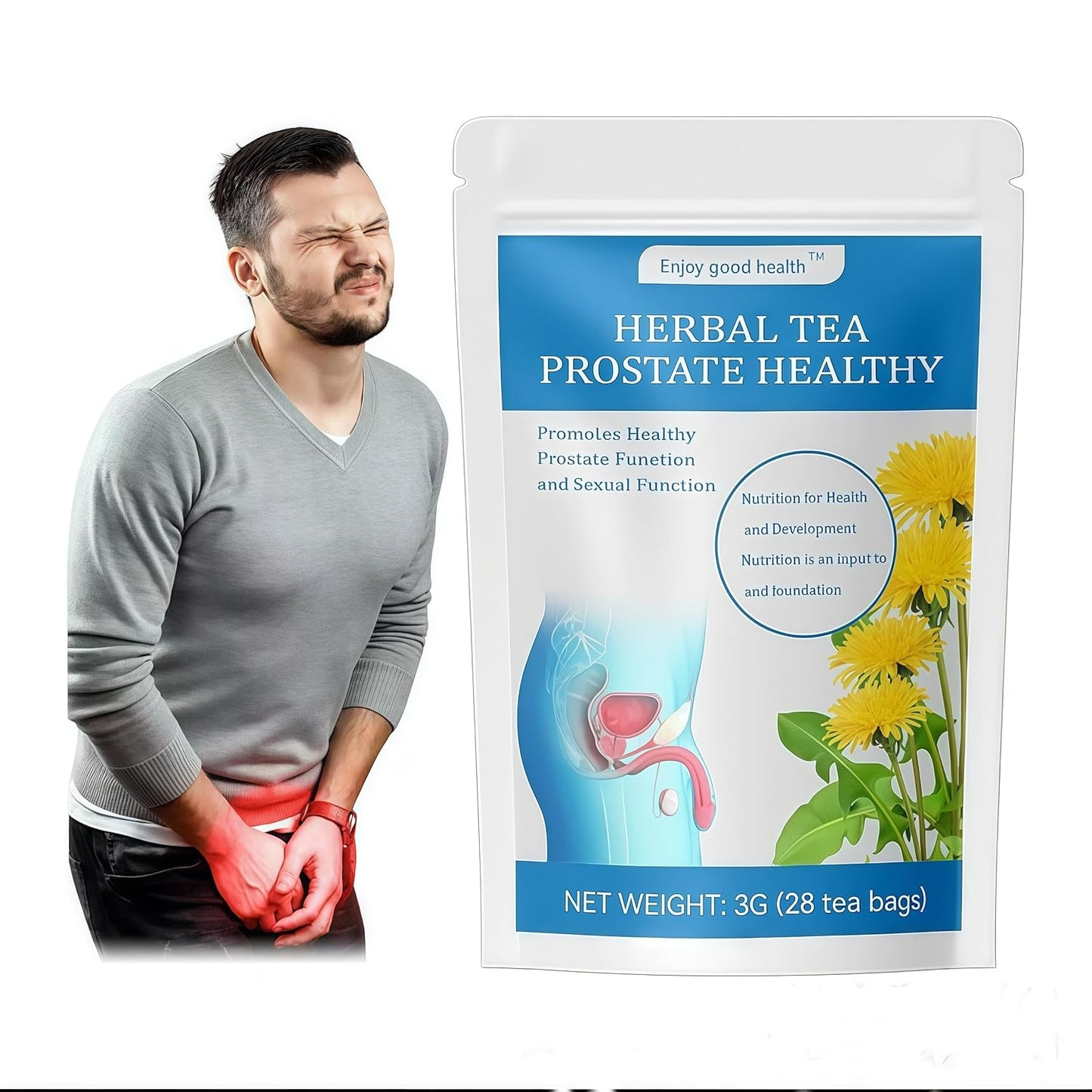 Prostate Health Tea for Men - Prostate Herbal Tea Blend, Cleansing the Prostate and Urinary Tract Tea For Men - 28 Tea Bags (3g Each)