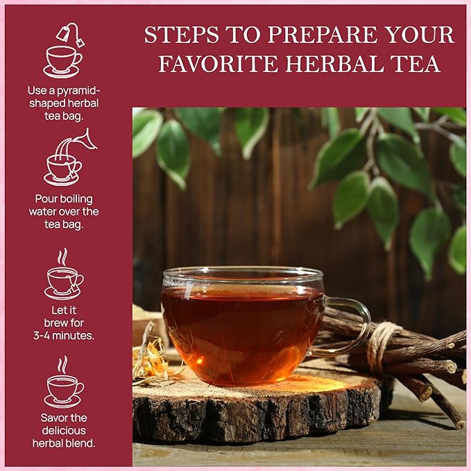 Tealeaf & Co. Licorice Root Tea Blended with Organic Spices - Pure Herbal Tea Bags with Cardamom, Ginger, Cinnamon Sticks & Licorice Root Extract