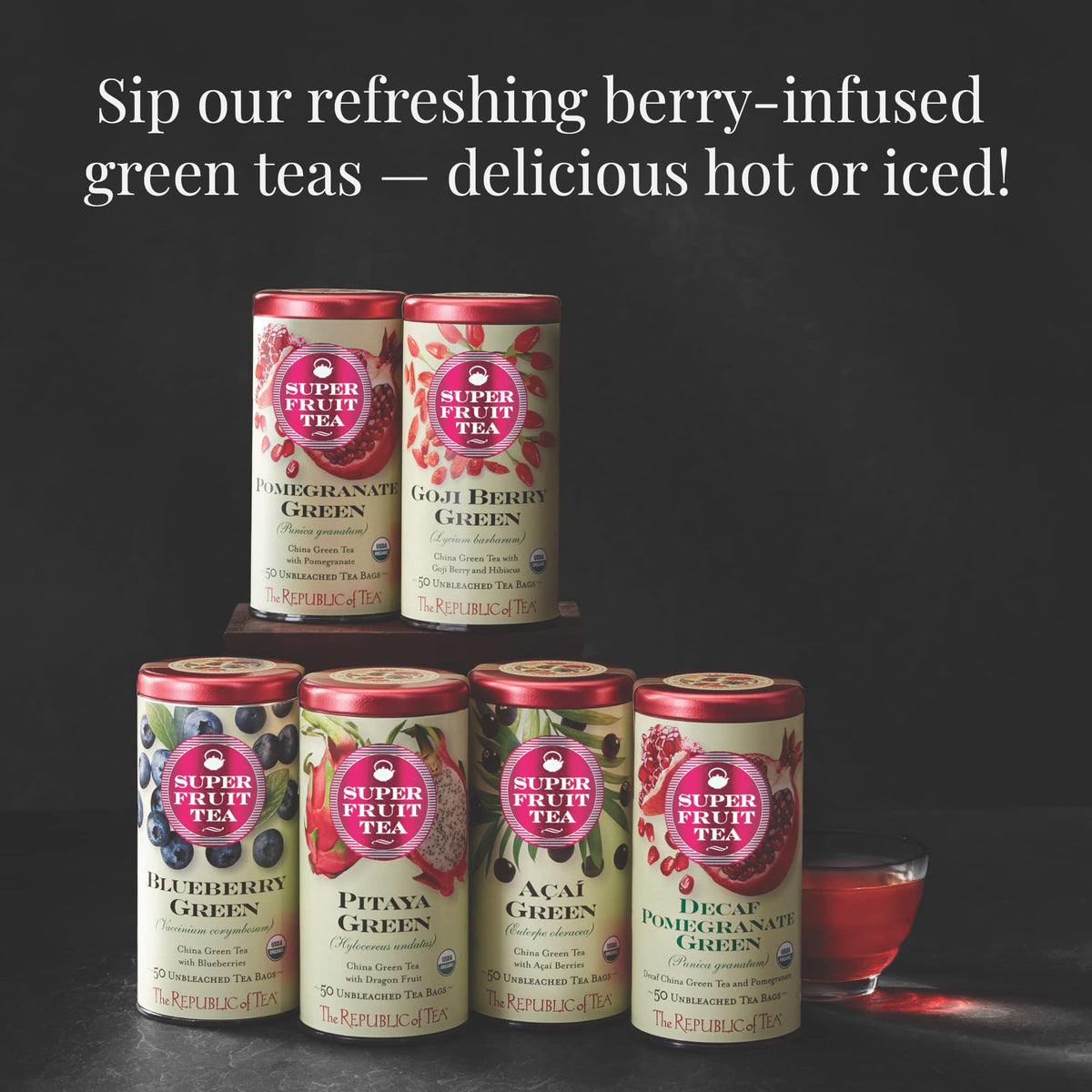 The Republic of Tea SuperFruit Decaf Pomegranate Green Tea, 50 Ct