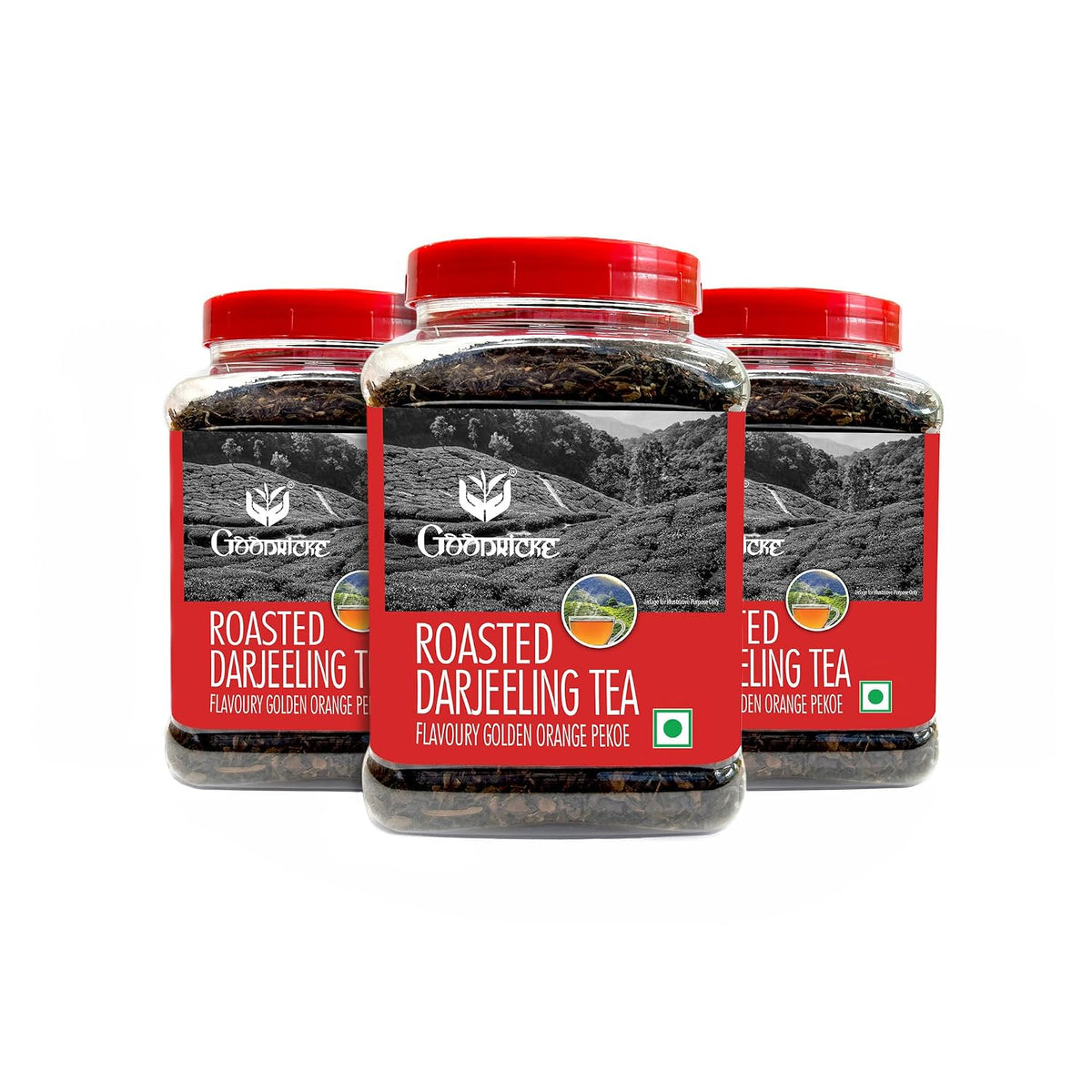 Goodricke Roasted Darjeeling Black Tea 250gm Jar Pack of 3 - Loose Long Leaf with Balanced Smoky Note and Rich Malty Taste