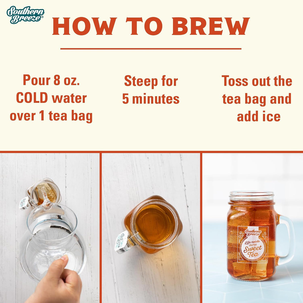 Southern Breeze Cold Brew Sweet Tea Mango Iced Tea 20 Tea Bags, 2 Pack