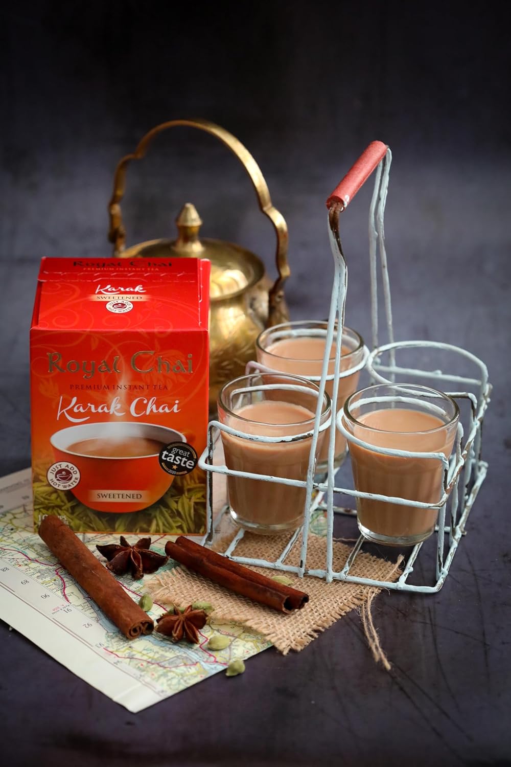 ‎Royal Chai | Karak Chai Sweetened | 10 Count Single Box | All Natural, No Preservatives | Premium Instant Tea | Made in the UK