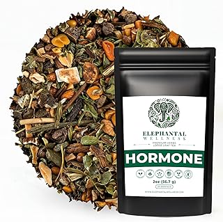 Elephantal Wellness Premium Hormone Herbal Tea | PCOS, Hormonal Balance & Mood Support with Chaste Berry, Shatavari, Dong Quai & Black Cohosh | Handmade, Non-GMO, Caffeine-Free Loose Leaf Blend | 2oz Loose Leaf, 20 Servings