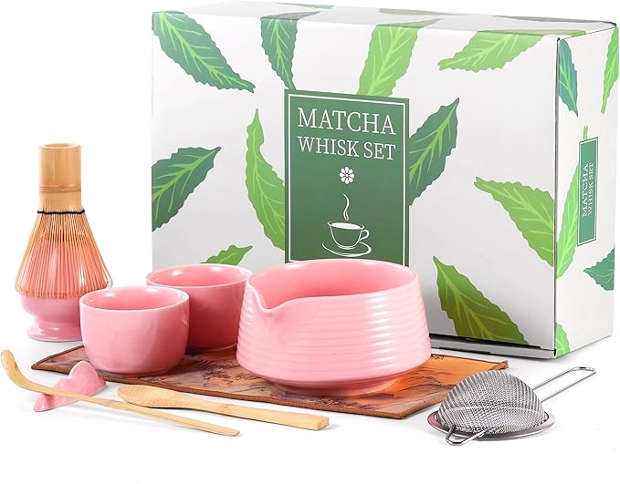 HELPLX Matcha Whisk Set 10-Piece Japanese Matcha Kit with BowlWhisk & Holder2 Tea CupsBamboo ScoopSp