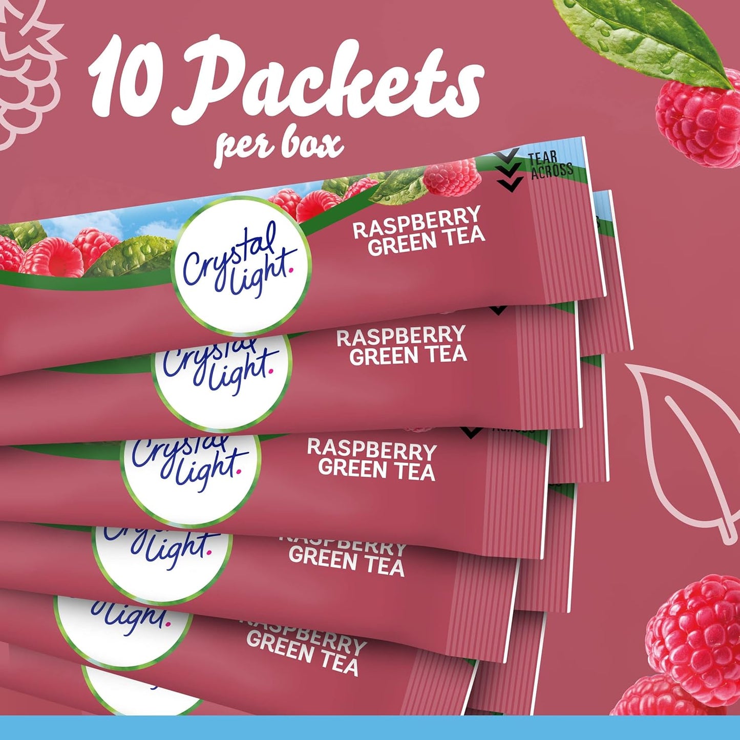 Crystal Light Raspberry Green Tea Naturally Flavored Powdered Drink Mix, 10 ct On-the-Go-Packets