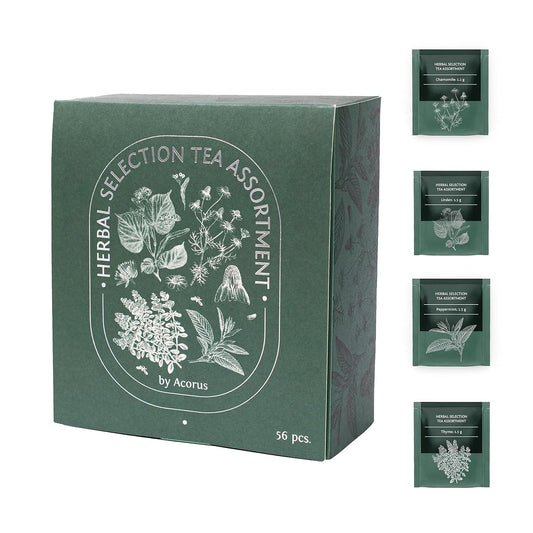 Acorus Herbal Selection Tea Set, Natural Herbal Tea Variety Pack, Assorted Tea Box, Tea Gift Set of 4 Different Teas