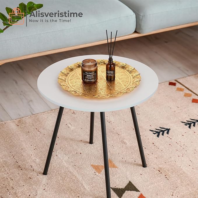 Alisveristime Turkish Ottoman Coffee Tea Beverage Serving Zamac Tray (34cm - 13,38inch) (750 Gram - 1,65 pounds) (Gold)
