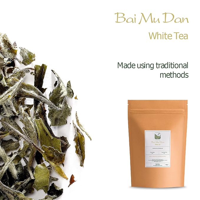White Peony White Tea - Bai Mu Dan Chinese White Tea - Pai Mu Tan Loose Leaf Tea From China - Baimudan or Paimutan - White Tea Leaves Loose Leaf White Tea Peony Tea White Loose Leaf Tea