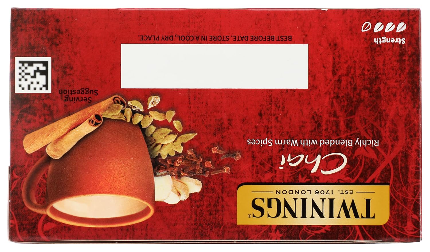 Twinings Chai Black Tea Individually Wrapped Bags, Sweet, Savoury Spices, Caffeinated, Enjoy Hot or Iced - 50 Count