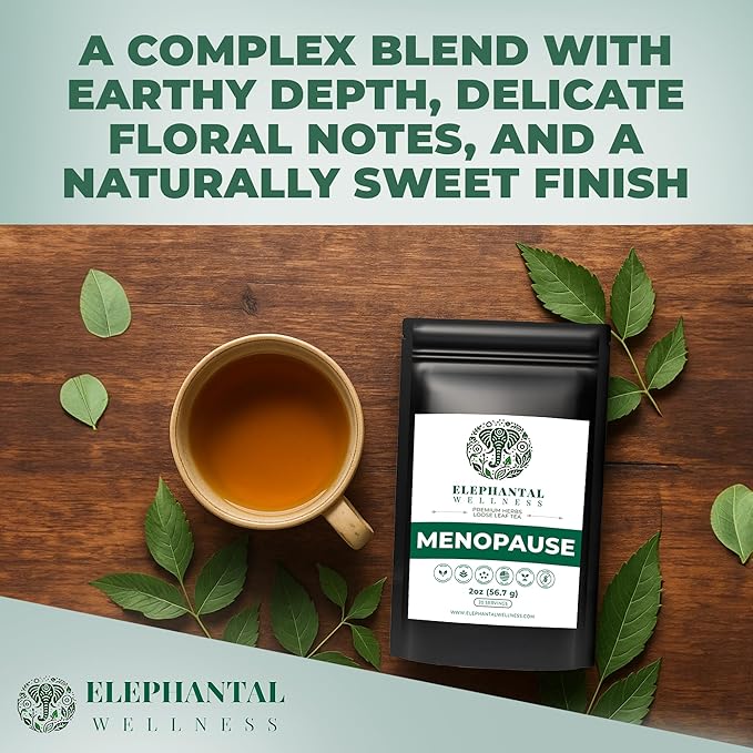 Elephantal Wellness Herbal Tea – Chaste Berry, Red Clover, Black Cohosh & Valerian – Caffeine-Free Loose Leaf, 2oz (20 Servings)