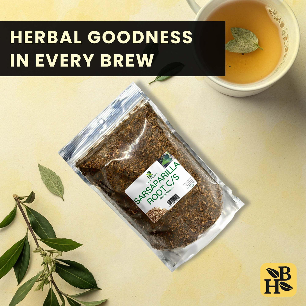 Herb To Body Sarsaparilla Root Cut & Sifted – 4 oz, Wildcrafted Dried for Sarsaparilla Tea & Herbal Tea for Wellness and