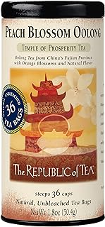 The Republic of Tea - Peach Blossom Oolong Tea, 1.8 oz Tin, 36 Tea Bags | Caffeinated Tea | Milk Tea