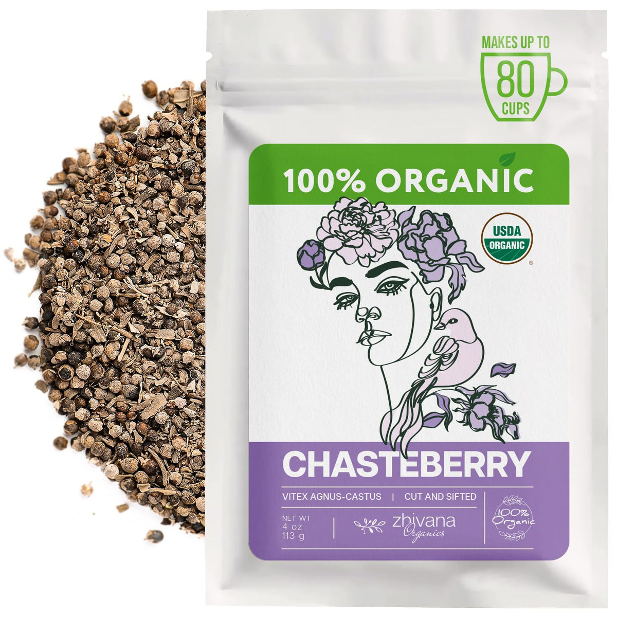 Organic Chasteberry Tea 4 oz - Chaste Tree Berry - Vitex - Women’s Health
