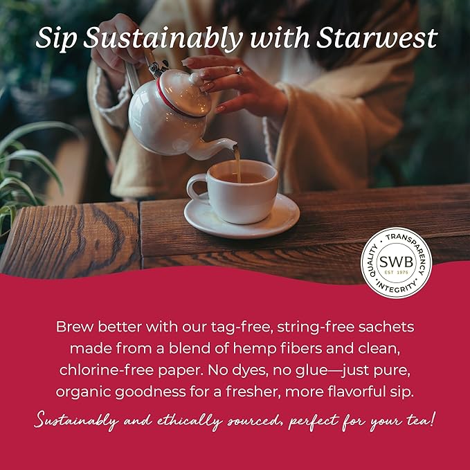 Starwest Botanicals Organic Hibiscus Tea - Caffeine Free Herbal Tea, Tea with Antioxidant Properties, String Free Sachets