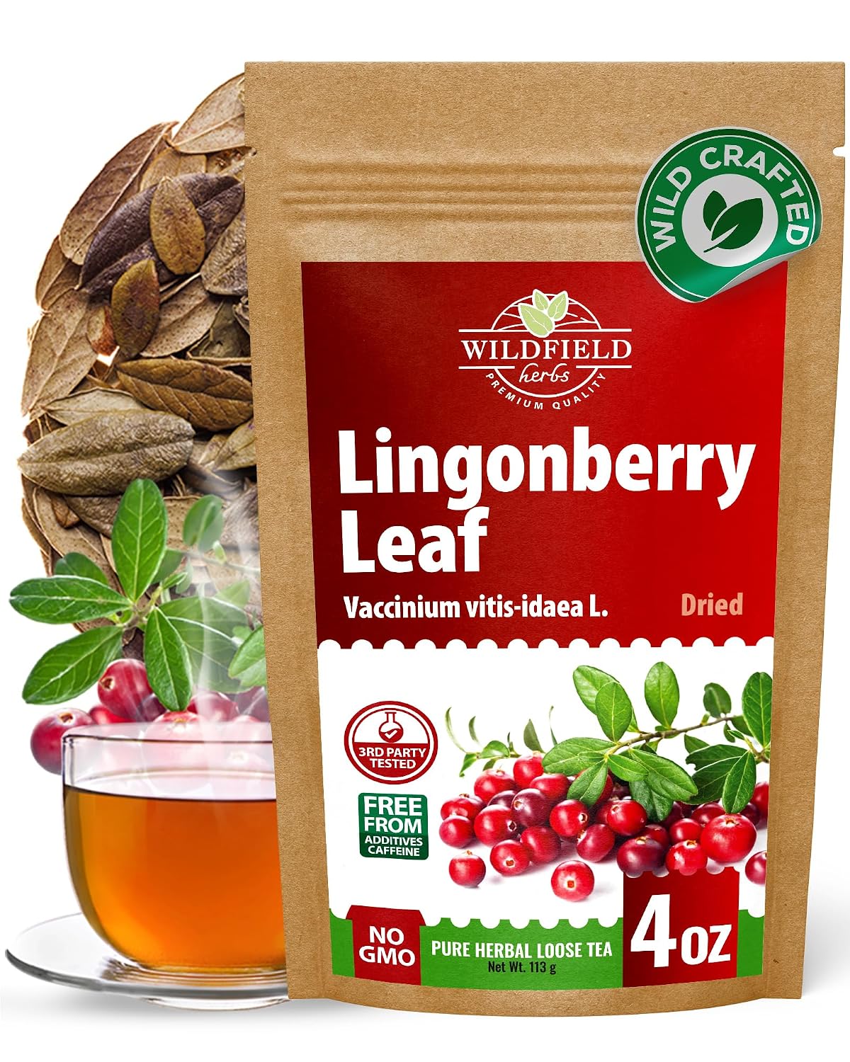 4 oz. Dried Cowberry Lingonberry Leaves Herbal Tea (Vaccinium Vitis-Idaea) - 113g Cowberry Leaf Herb Tea Hojas De Arándano