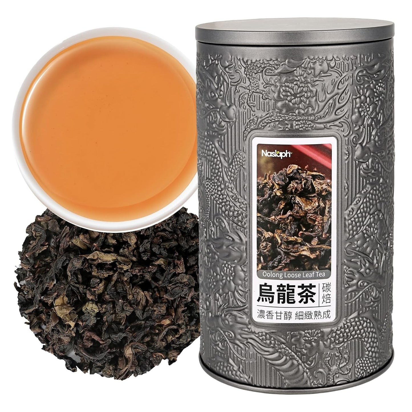 NASLAPH Roasted Oolong Tea Loose Leaf, High Mountain Black Oolong Tea Leaves with Mellow and Smooth, Oolong Tea with Medium Roasted Flavor, Grade AAA Oolong Tea with Consistent Quality 5.29Oz/150g