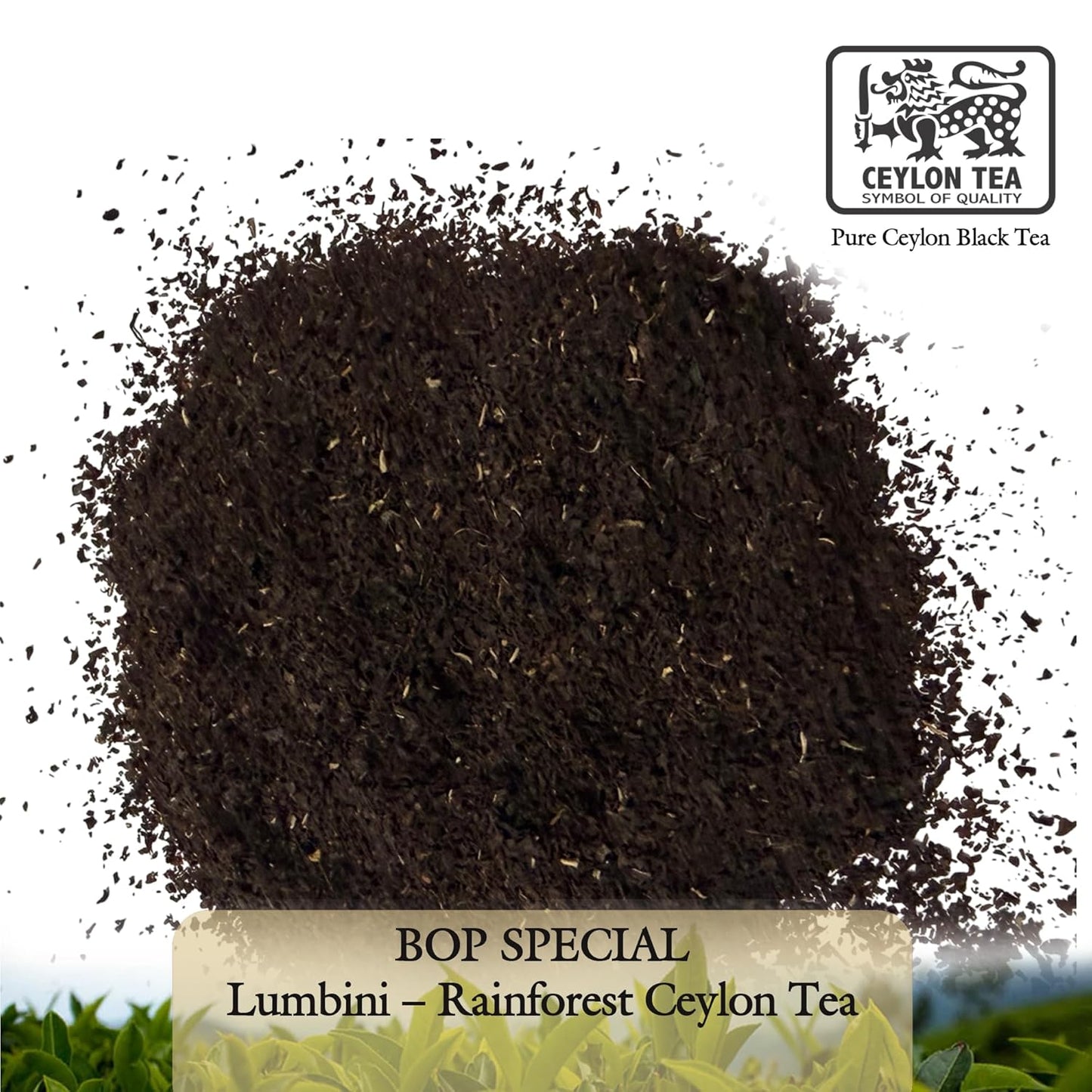Lumbini Ceylon Black Tea BOP Loose Leaf | Single Origin Sri Lanka Rainforest Tea | Smooth & Balanced Flavor | Includes Wooden Tea Spoon (200g (1pack))