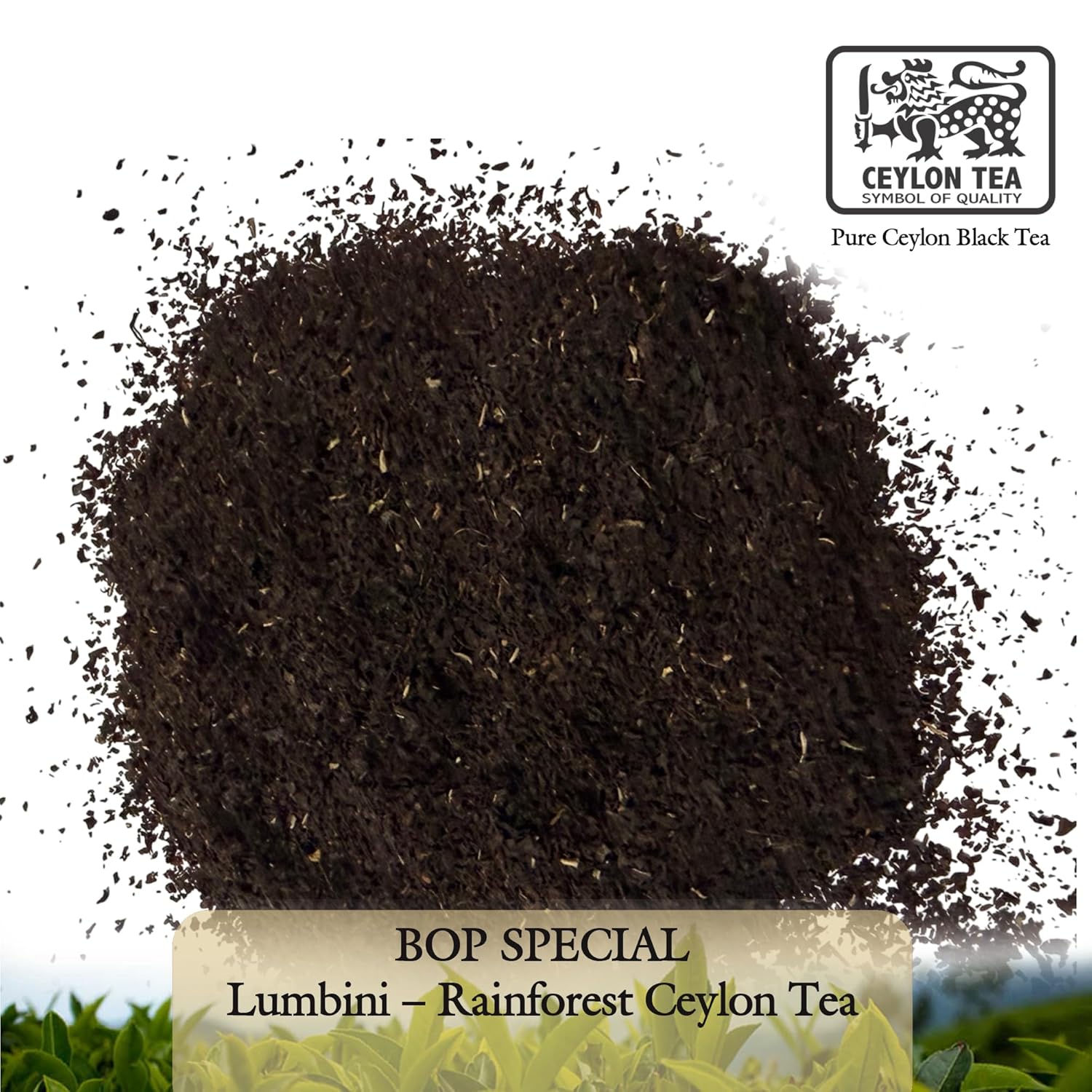 Lumbini Ceylon Black Tea BOP Loose Leaf | Single Origin Sri Lanka Rainforest Tea | Smooth & Balanced Flavor | Includes Wooden Tea Spoon (200g (1pack))
