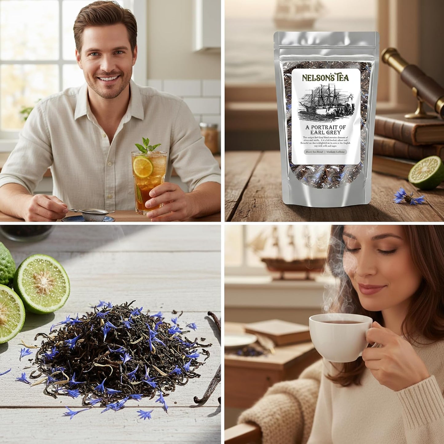 Nelson's Tea Portrait Earl Grey Cornflower Loose Leaf Black Tea, 16 oz | Petals Bergamot Classic • Tea • Loose Leaf Black Tea • Cornflower Petals • Portrait Earl Grey Cornflower Loose Leaf Black
