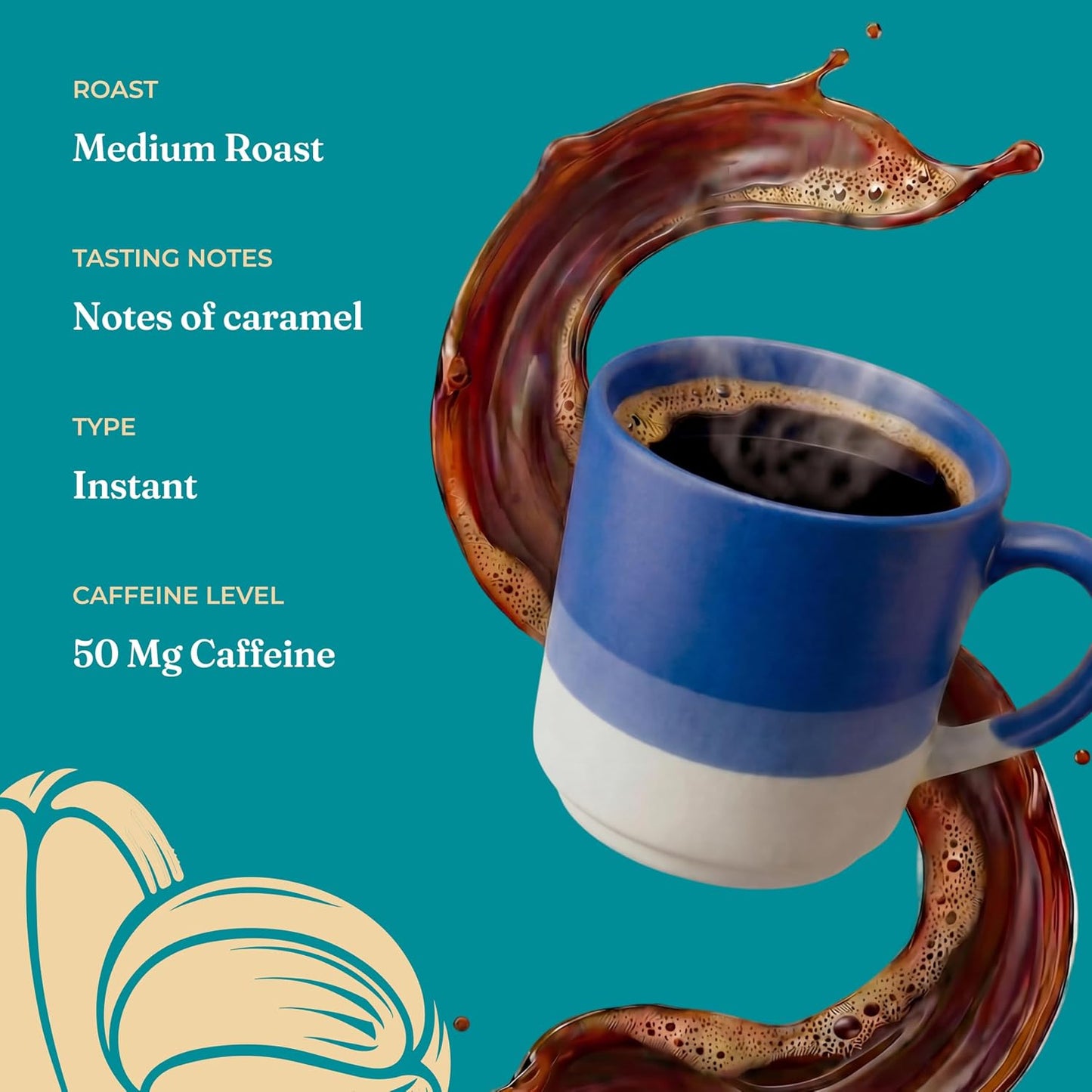 Four Sigmatic Calm Organic Instant Coffee | Medium Roast Arabica with Reishi &amp; Chaga Mushrooms for Stress Relief &amp; Mood Support | USDA Organic | Half Caffeine | 10 Packets