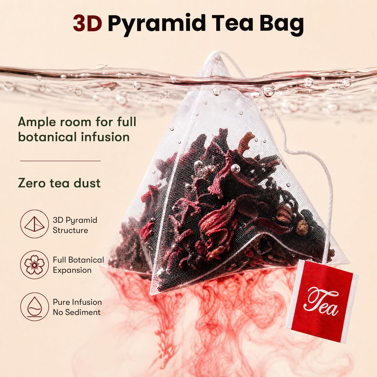 NUTRITIONLABS Hibiscus Tea Bags, 100% Dried Hibiscus Flower, Caffeine Free, 60 Count