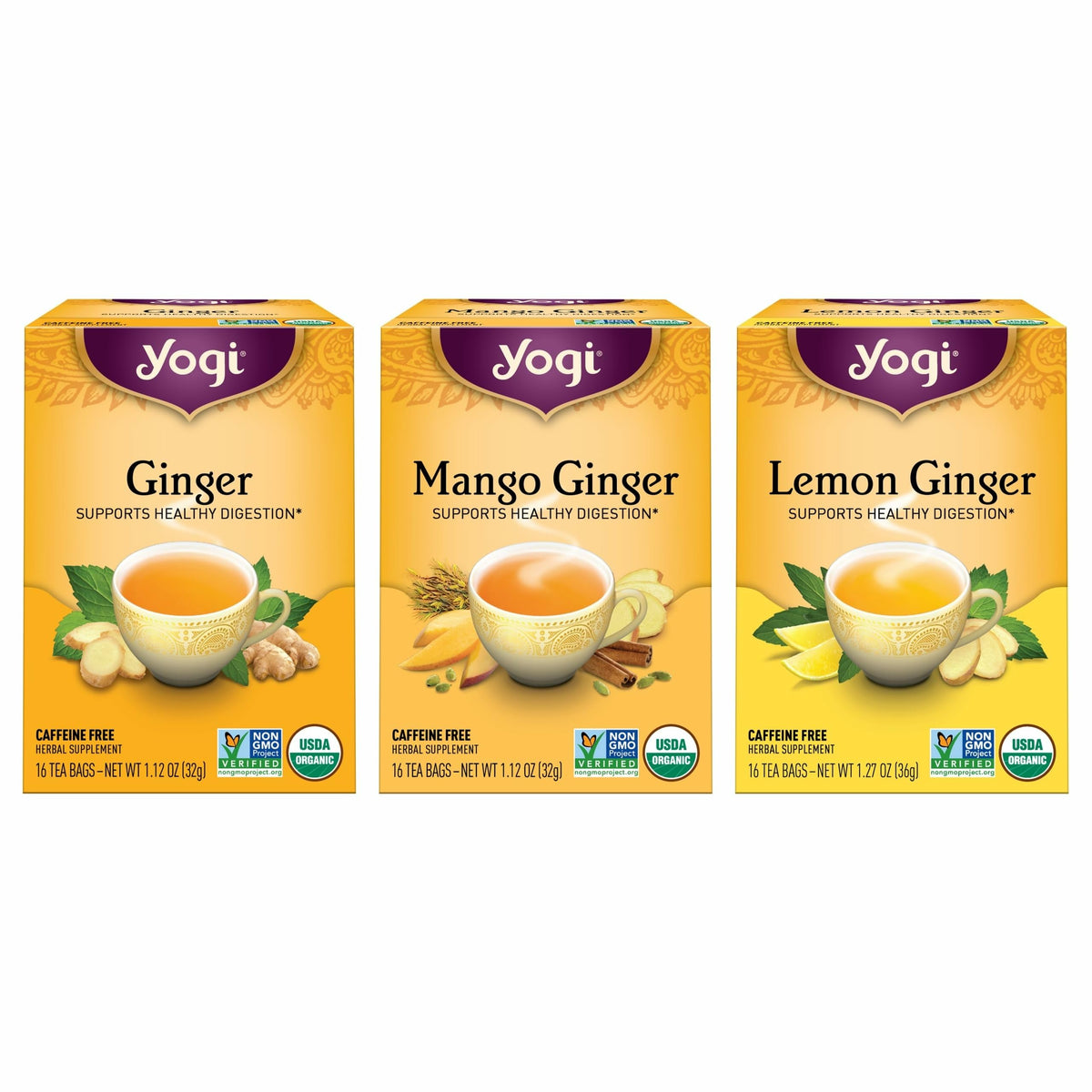 Yogi Ginger Organic Variety Sampler, 16 Tea Bags (3 Pack)