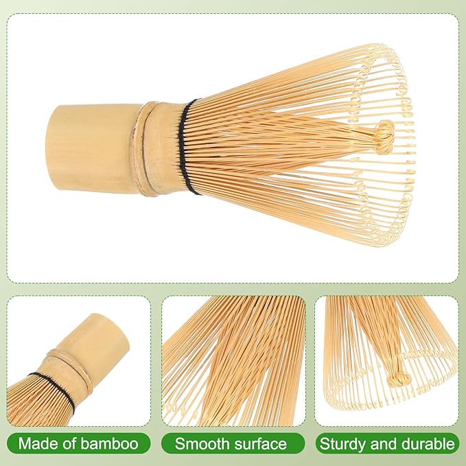 Harfington Matcha Green Tea Whisk 80 Prongs Japanese Bamboo Whisk Chasen Preparing Matcha Powder Brush Tool Tea Traditional Scoop, Yellow