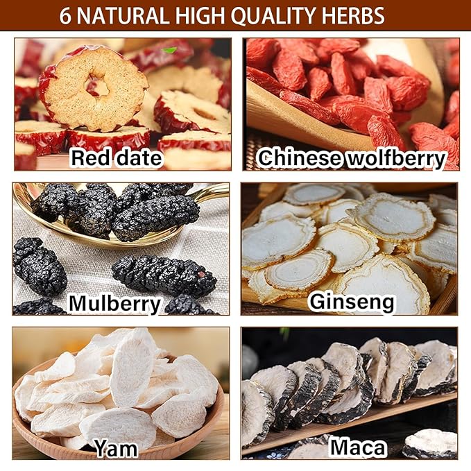 Kidney Tea Formula Ginseng Six Treasure Tea, Ginseng & Mulberry Five Treasures Teas, Chinese Kidney Cleanse Detox for Women & Men (1Bag(25pcs))