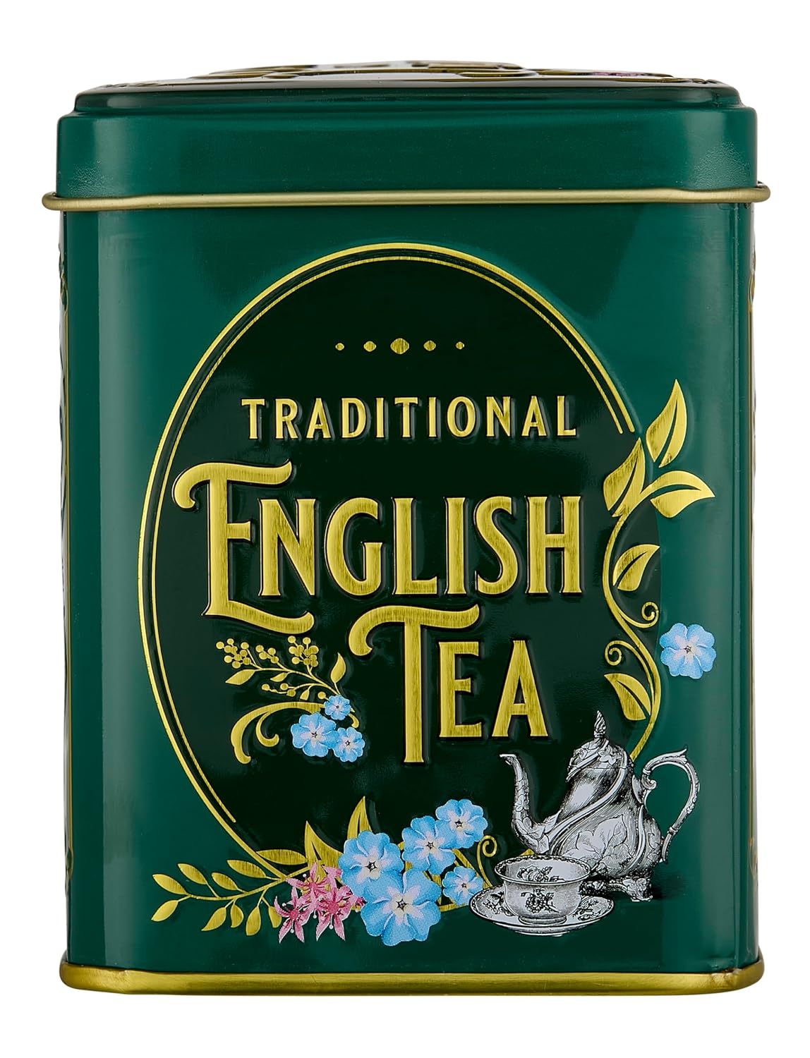 Vintage Victorian Bottle Green Tea Tin with 40 English Afternoon Teabags