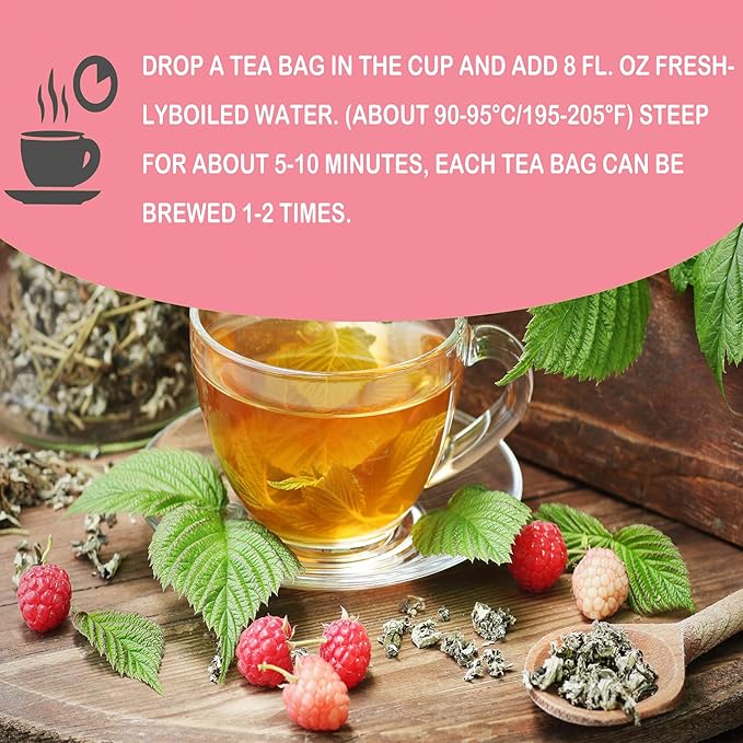 Samcci - Raspberry Leaf Tea Bag, 40 Teabags - Natural Herbal Tea - Pure Red Raspberry Leaf Herbal Tea - Non-GMO - Caffeine-free