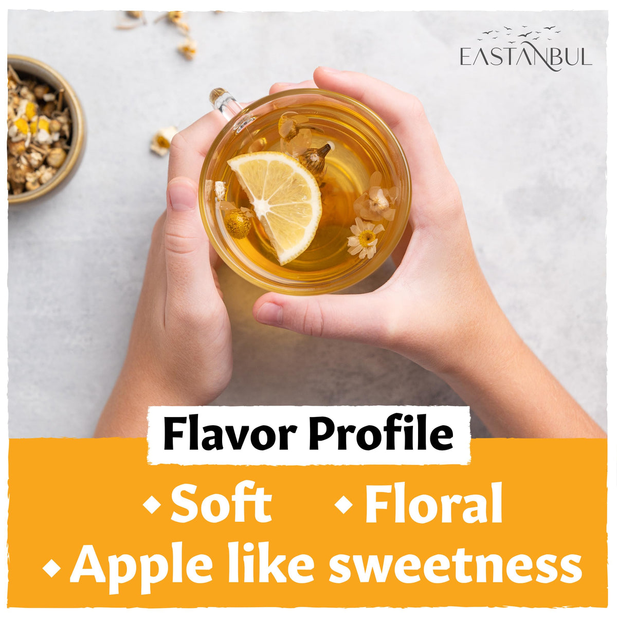 Eastanbul Chamomile Tea Loose Leaf, Chamomile Flowers, Caffeine-Free, 3.5oz