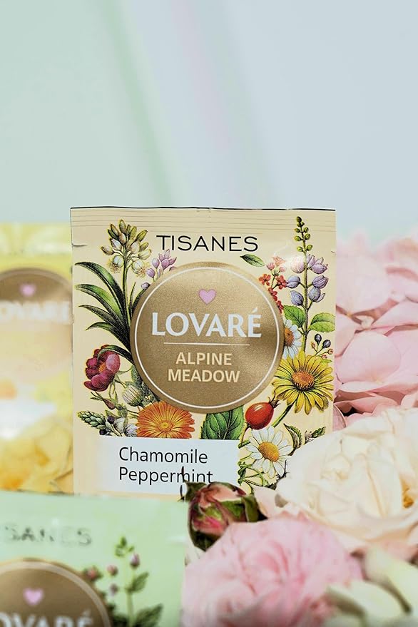 Lovare Alpine Meadow Herbal Tea – Flavorful Blend with Fruits & Flowers, chamomile, peppermint – Caffeine-Free, Fragrant & Refreshing