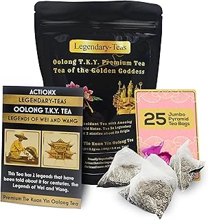 Legendary-Teas Oolong T.K Y. Pyramid Tea Bags 25 Pack Sealed in Foil Pouches (Oolong T.K.Y. Tea, 25 Pack Pouch)