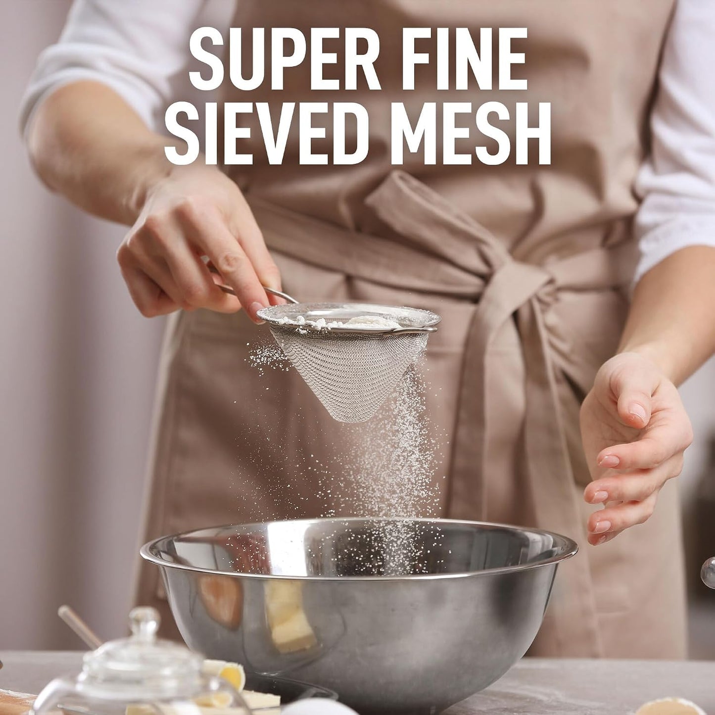 Zulay Kitchen 304 Stainless Steel Fine Mesh Strainer 3.35 in - Strainers Fine Mesh, Tea Strainers for Loose Tea - Perfect for Tea, Cocktails, Juicing, Drinks, Liquids, Matcha, Coffee &amp; More