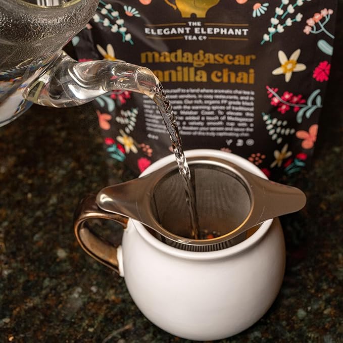 Fine Mesh Loose Tea Infuser −18/8 Stainless Steel, Large Capacity, Wide Double Handles−Fits Cups, Mugs, Small Teapots−Loose Leaf Tea Brew Basket