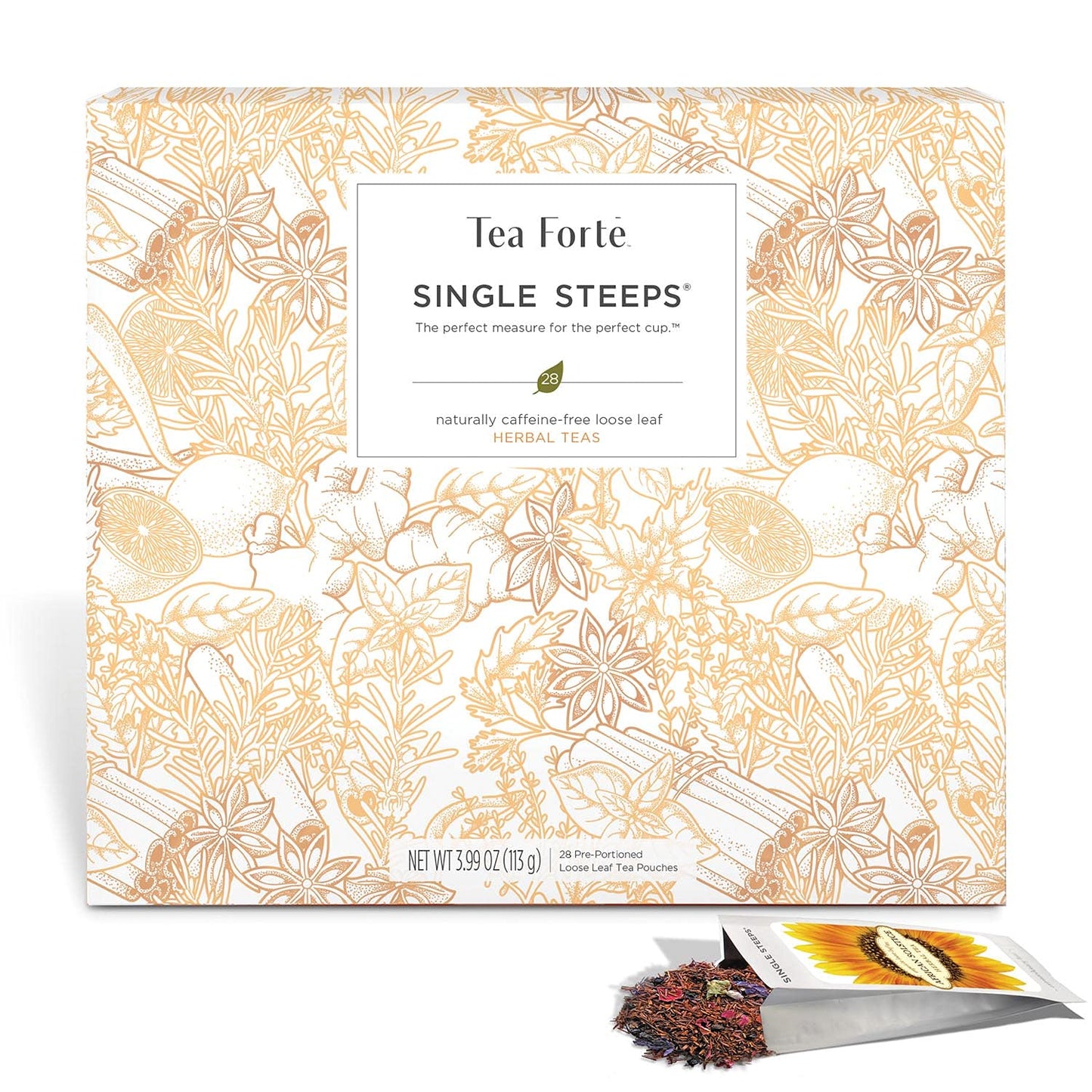 Tea Forte Single Steeps Loose Leaf Tea Sampler Tea Chest, Assorted Variety Tea Box, 28 Single Serve Pouches, Gifts for Mom, Herbal Tea