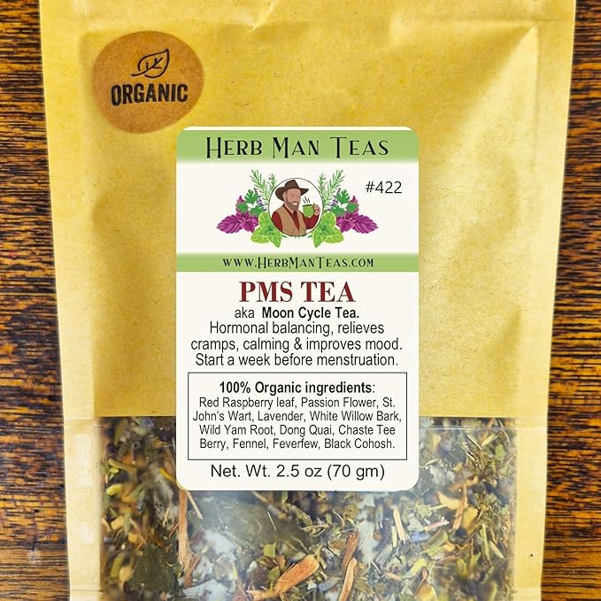 Moon Cycle Herbal TEA — Organic Herbal Blend with Natural, Organic, Non-GMO Made by Master Herbalist Khabir