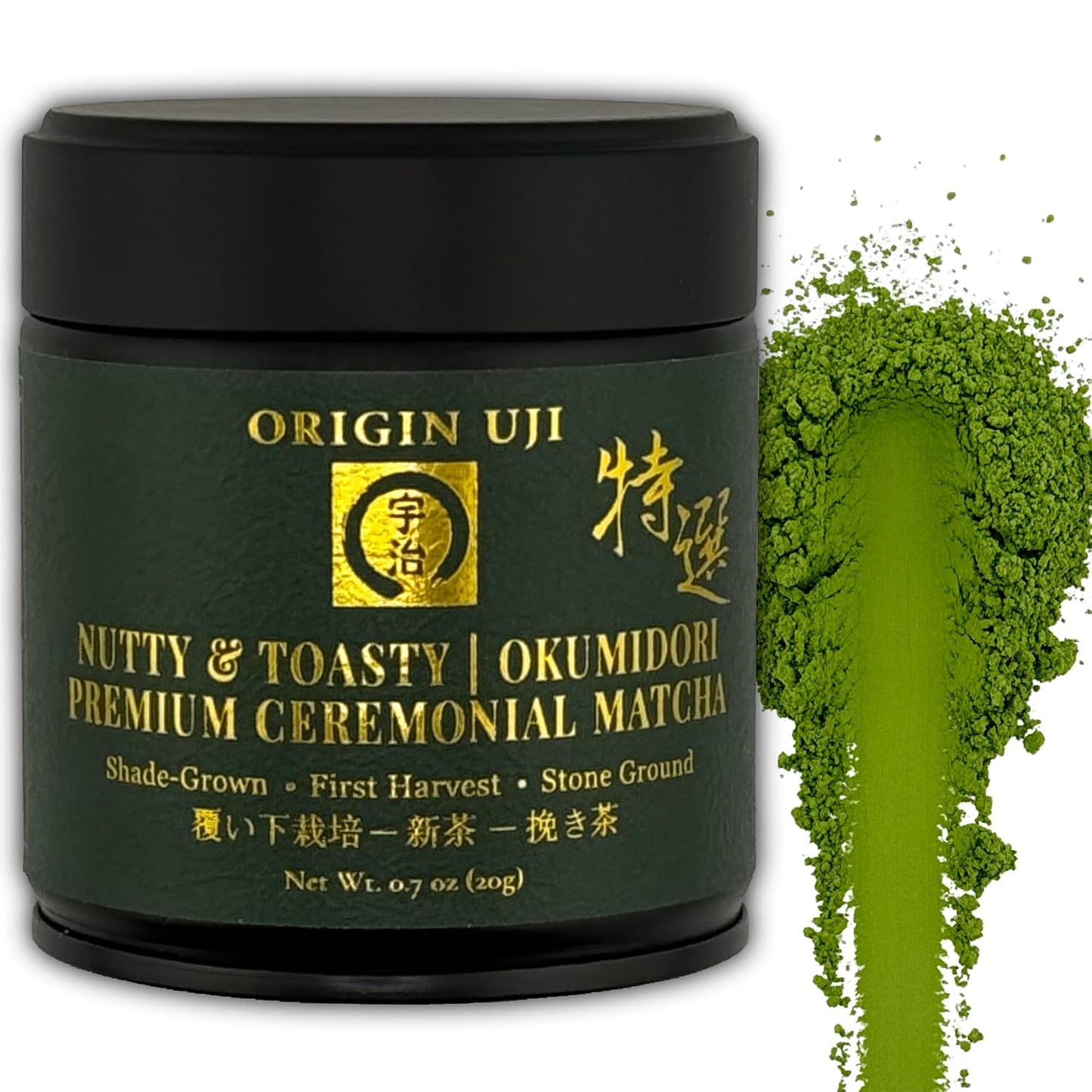 Origin Uji Special Selection Premium Ceremonial Matcha, Okumidori Cultivar, First Harvest, Stone-Ground Uji, Kyoto, Japan Green Tea Powder