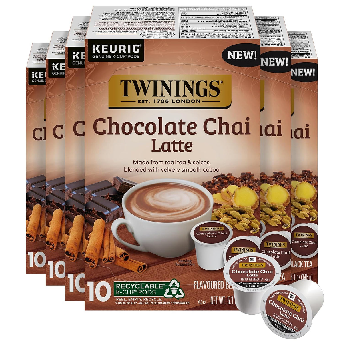 Twinings Chocolate Chai Latte Tea 60 K-Cup Pods for Keurig