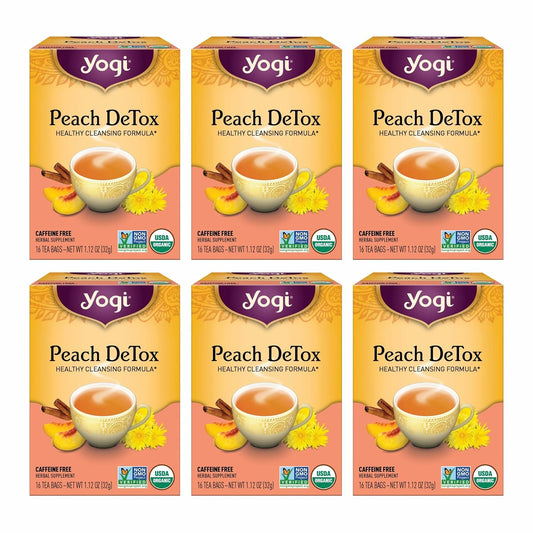 Yogi Peach DeTox Tea, 16 Tea Bags (6 Pack)