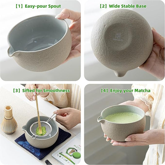 Teanagoo Matcha Whisk Set,7 Pcs Matcha Set,Matcha Kit for Ceremony,Matcha Tea Set for Making Breakfast/Latte